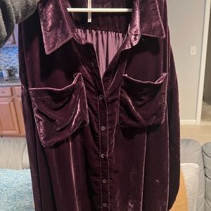 Free people velvet top- dark plum color